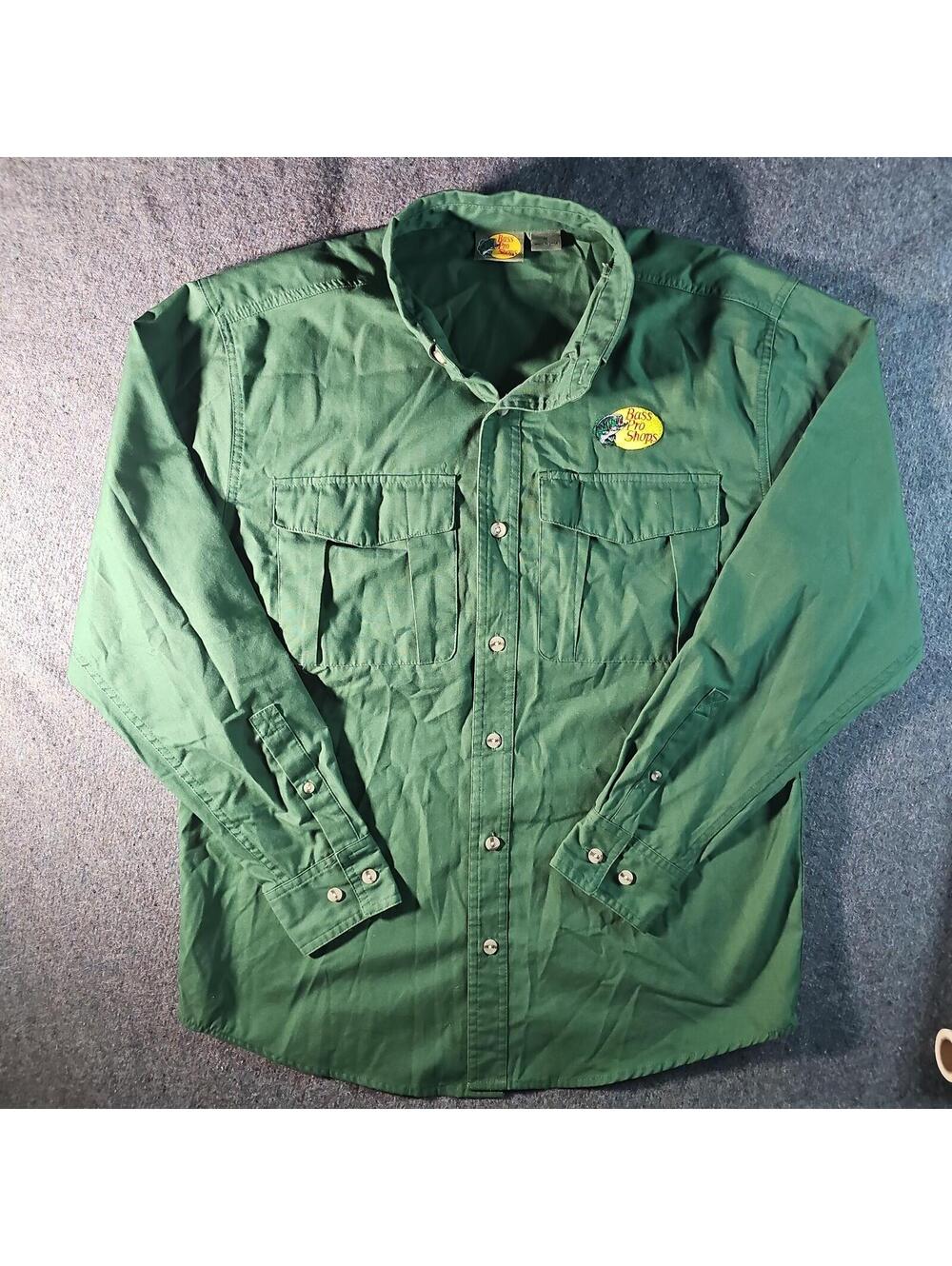 Bass Pro Shops M Green Button Up Shirt